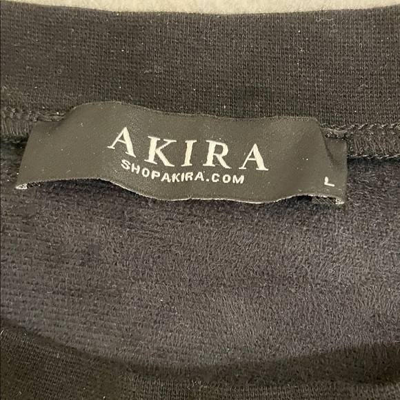AKIRA Black Logo Tag Crewneck Sweatshirt - Picture 2 of 6